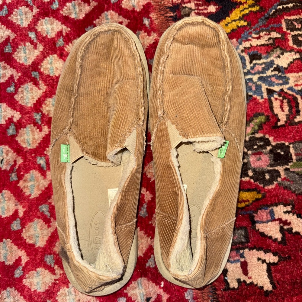 Sanuk Women's Corduroy Slip-On Loafers in Tan